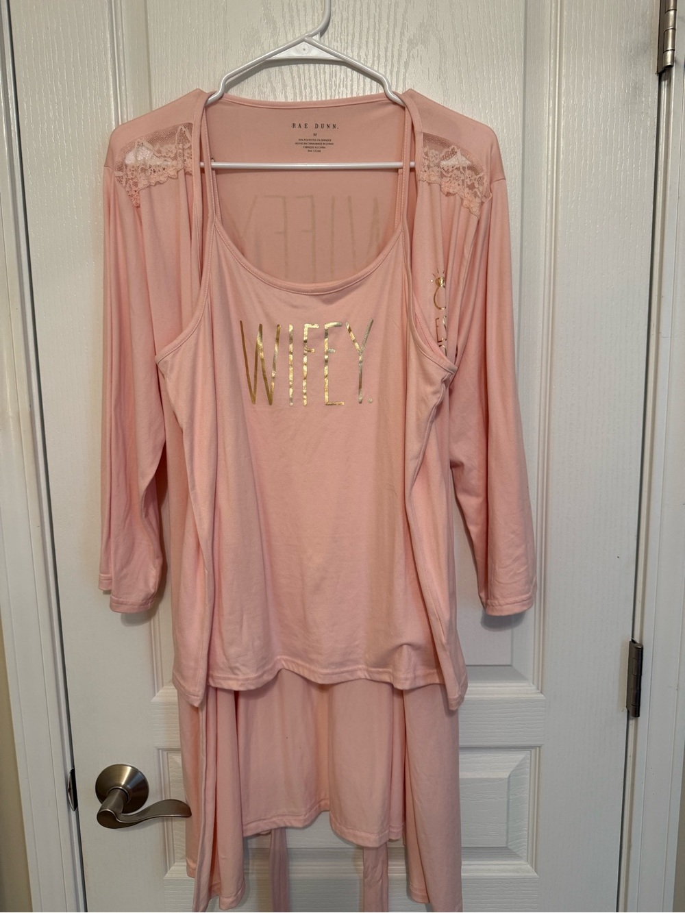 Rae Dunn Pink Lounge Set with Gold Foil 'Wifey'